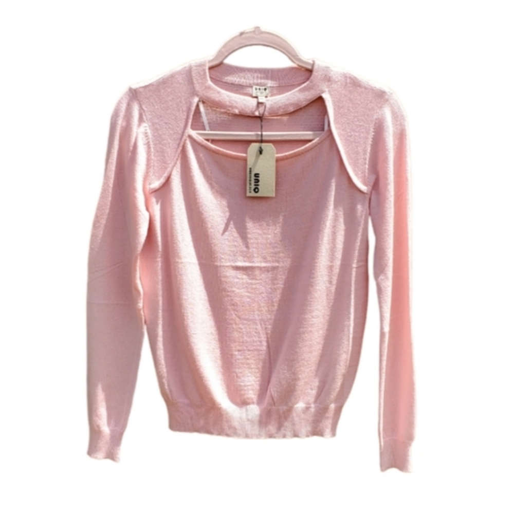 Uniq Pink Knit Sweater Top Blouse Women Size Small Medium‎ NWT